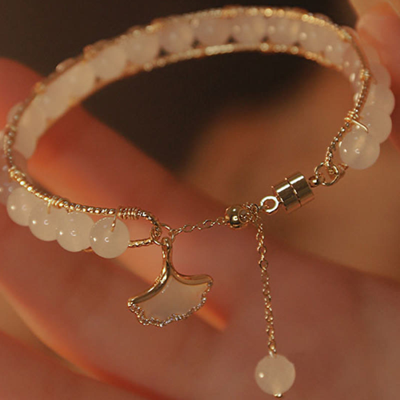 KarmaRipple's Ginkgo Leaf Jade Bead Fortune Bracelet p7