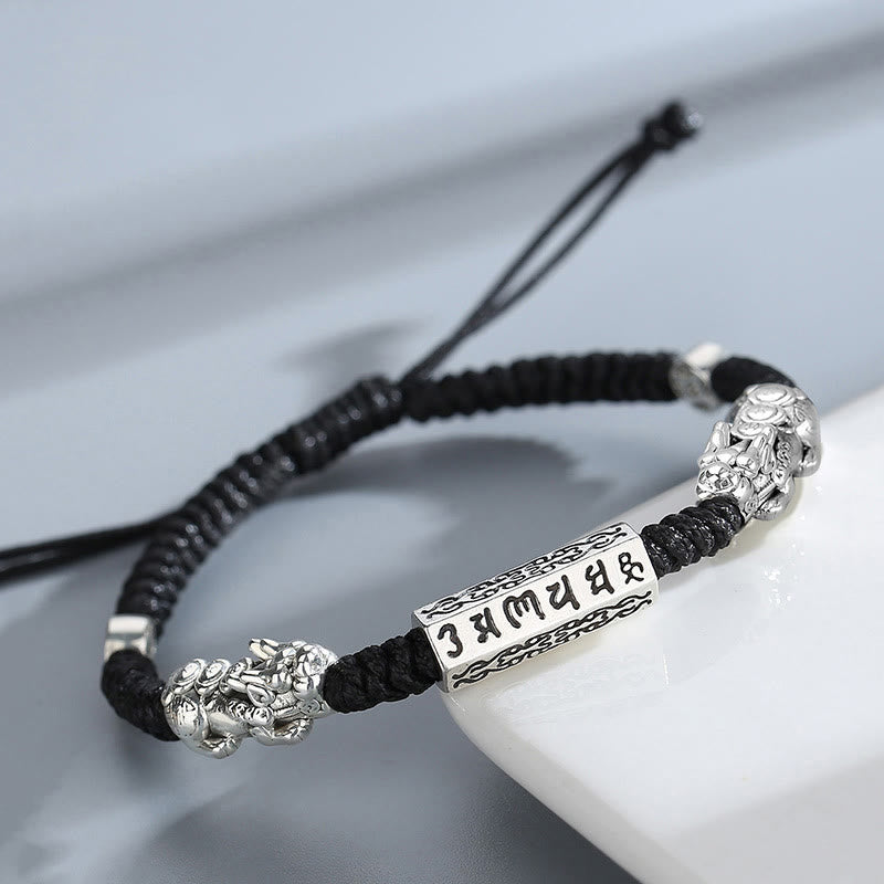 KarmaRipple's Double PiXiu Feng Shui Bronze Coin Om Mani Padme Hum String Bracelet p3