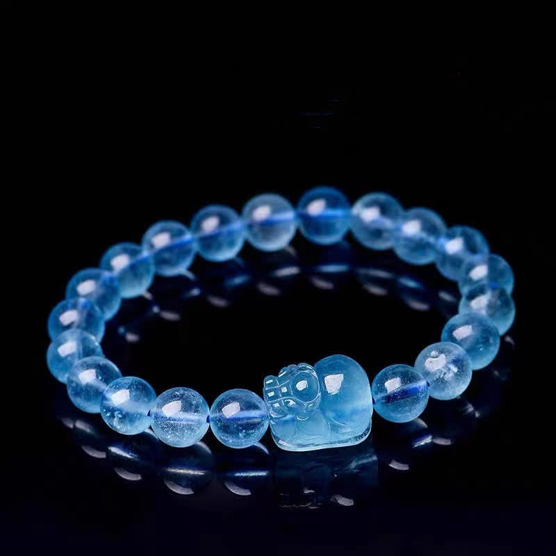 KarmaRipple's Authentic Aquamarine Pixiu Serenity Balancing Bracelet p11