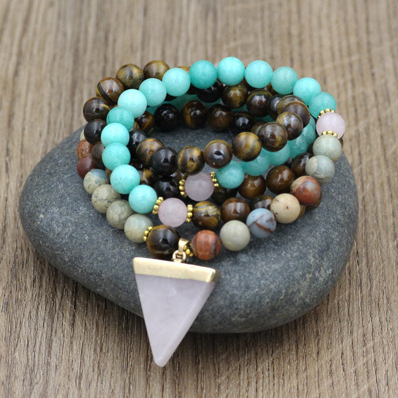 KarmaRipple's 108 Beadwork Authentic Stone Tiger Eye Mala Balancing Bracelet p1