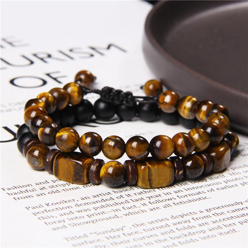 KarmaRipple's Tiger Eye Frosted Stone Hematite Courage Bracelet p9