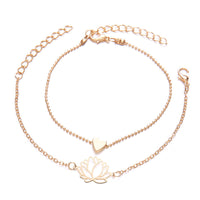 KarmaRipple's 2Pcs Lotus Flower Love Heart Enlightenment Bracelet