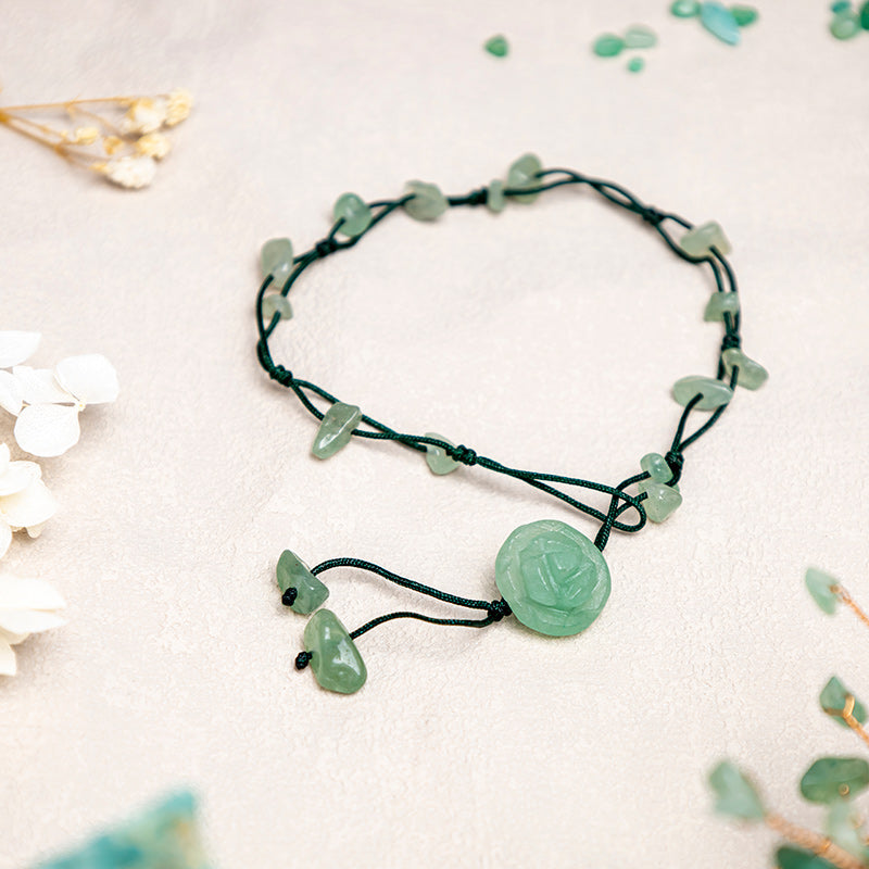 KarmaRipple's Amethyst Pink Gemstone Green Aventurine Rose Inner Peace Balancing Anklet p3