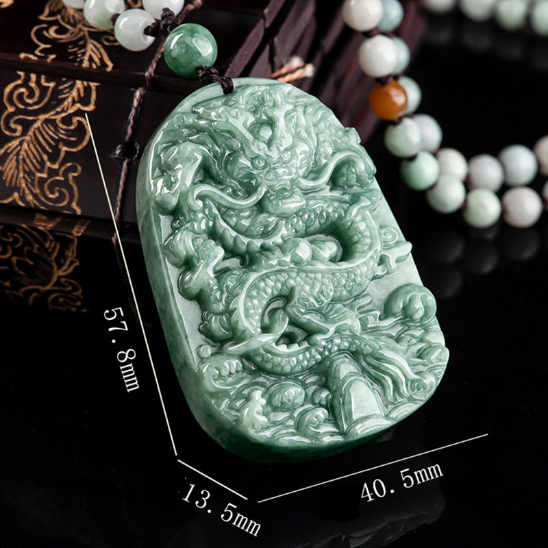 KarmaRipple's Chinese Zodiac Dragon Jade Prosperity Pendant Bead String Necklace p8