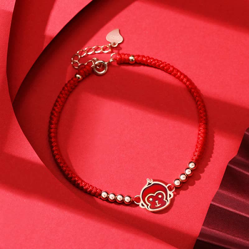 KarmaRipple's 925 Sterling Silver Chinese Zodiac Fortune Faith Discolor Red String Bracelet p36