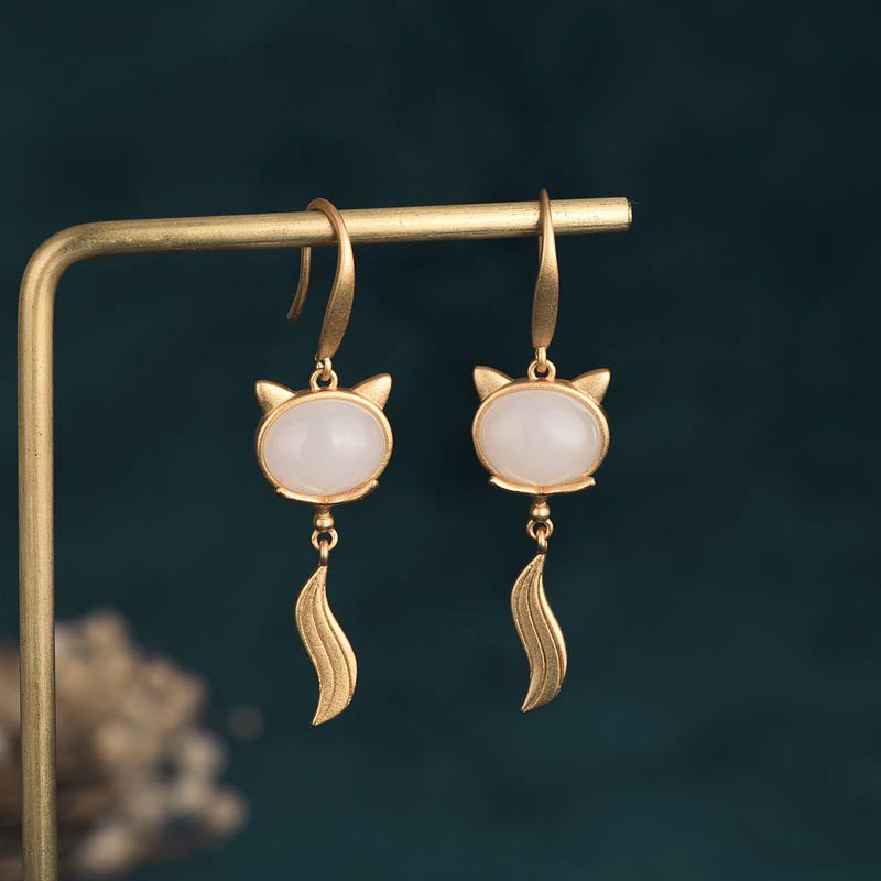 KarmaRipple's FengShui Ivory Jade Fox Fortune Earrings p2