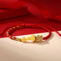 KarmaRipple's 999 Sterling Silver Ruyi Handle Fu Character Fortune Fortune Rope Bracelet