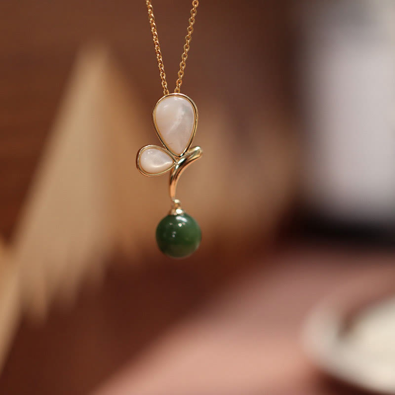 KarmaRipple's Authentic Butterfly Tridacna Stone Cyan Jade Bronze Plated Gold Calm Pendant Necklace Ring Earrings Set p2