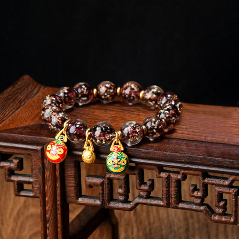 KarmaRipple's Gold Swallowing Beast Family Talisman Luminous Fluorescent Liuli Glass Bead Success Bracelet p56