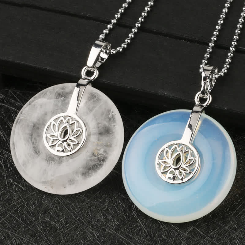 KarmaRipple's Various Gemstone Amethyst Pink Gemstone Lotus Balancing Pendant Necklace p12