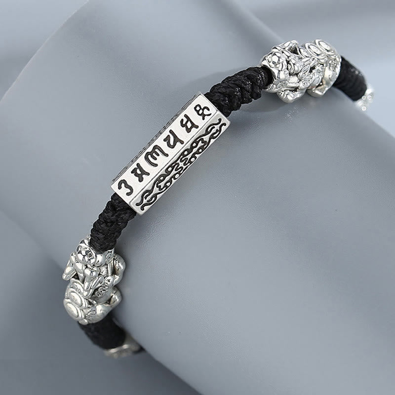 KarmaRipple's Double PiXiu Feng Shui Bronze Coin Om Mani Padme Hum String Bracelet p2