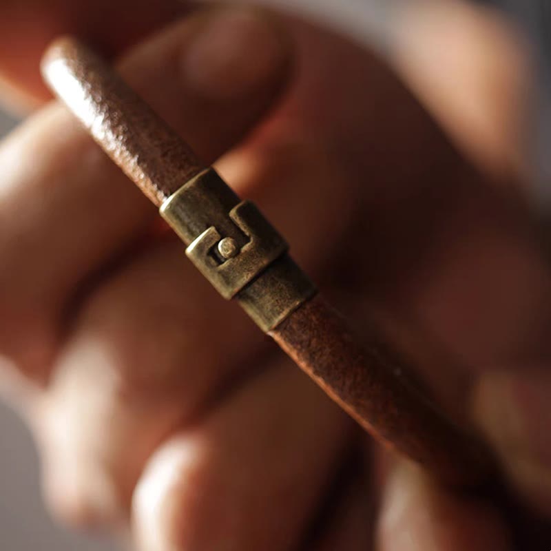 KarmaRipple's Retro Leather Fortune Balancing Bronze Magnetic Buckle Bracelet p13