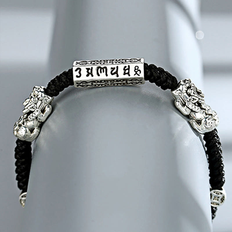 KarmaRipple's Double PiXiu Feng Shui Bronze Coin Om Mani Padme Hum String Bracelet p12