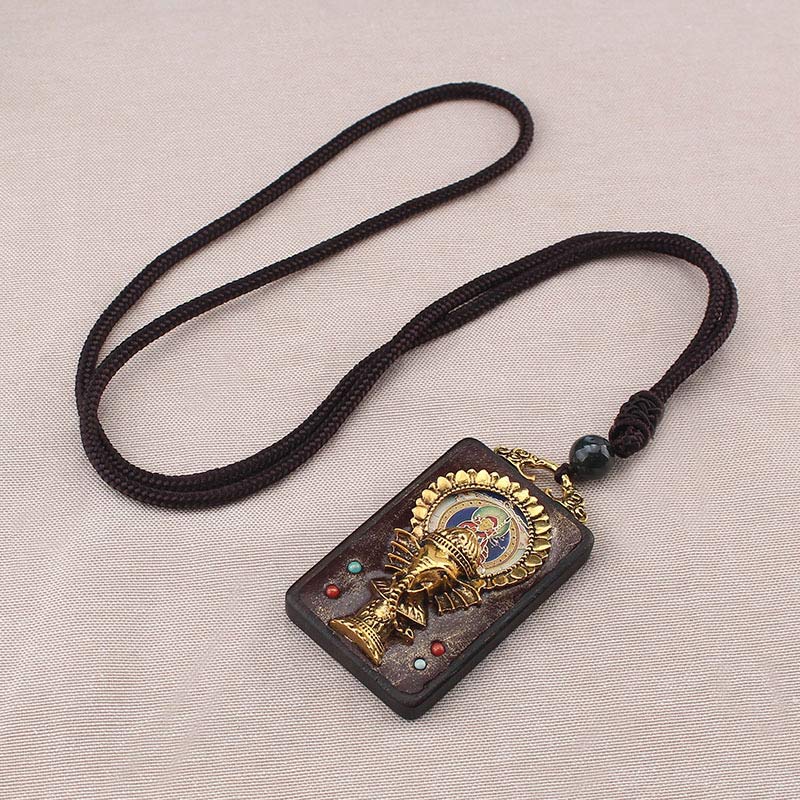 KarmaRipple's Ebony Wood Elephant God of Fortune Buddha Blessing Pendant String Necklace p6