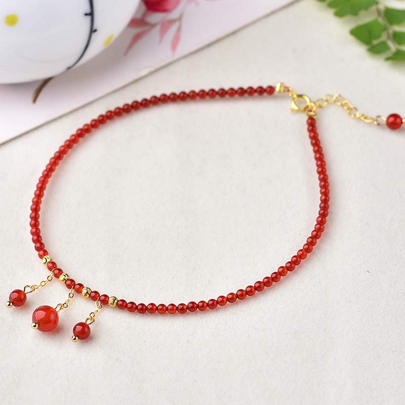 KarmaRipple's Red Agate Confidence Calm Anklet p1