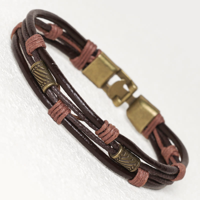 KarmaRipple's Vintage Leather Wrist Band Brown Rope Layered Bracelet Bangle p11
