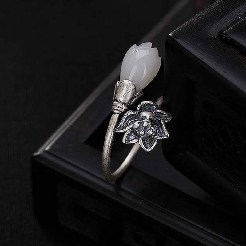 KarmaRipple's Jade Lotus Bronze Balance Balancing Adjustable Ring p9