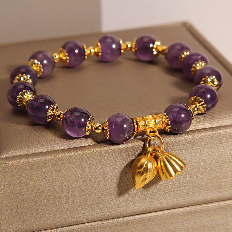 KarmaRipple's Authentic Amethyst Lotus Balancing Spiritual Bracelet p2