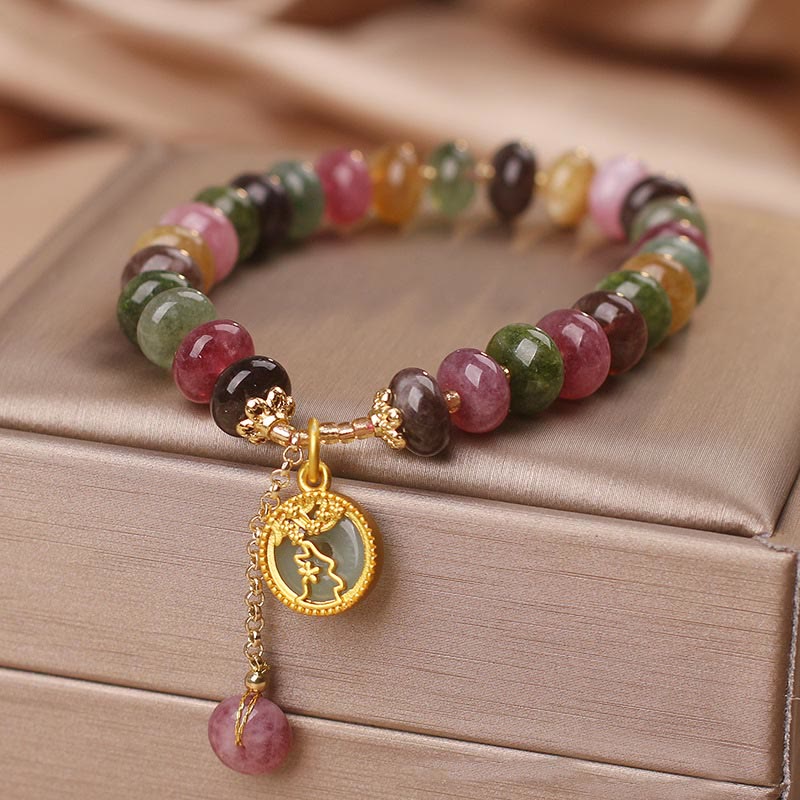 KarmaRipple's Colorful Tourmaline Cute Flower Rabbit Talisman Love Bracelet p14