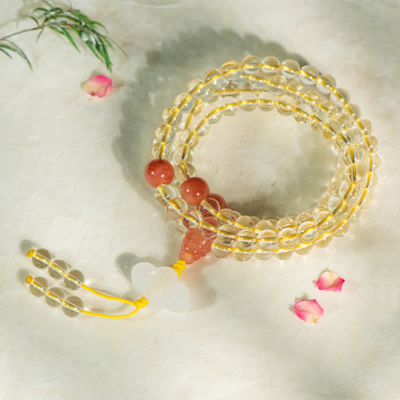 KarmaRipple's 108 Mala Beadwork 925 Sterling Silver Authentic Citrine Red Agate Ivory Jade Prosperity Talisman Bracelet p33