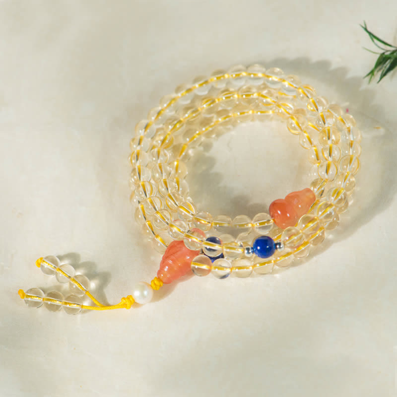 KarmaRipple's 108 Mala Beadwork 925 Sterling Silver Authentic Citrine Red Agate Ivory Jade Prosperity Talisman Bracelet p34