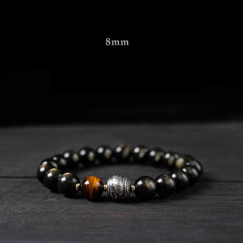 KarmaRipple's To Experience a Reversal of Fortune Rainbow Obsidian Gold Sheen Obsidian Protection Bracelet p2