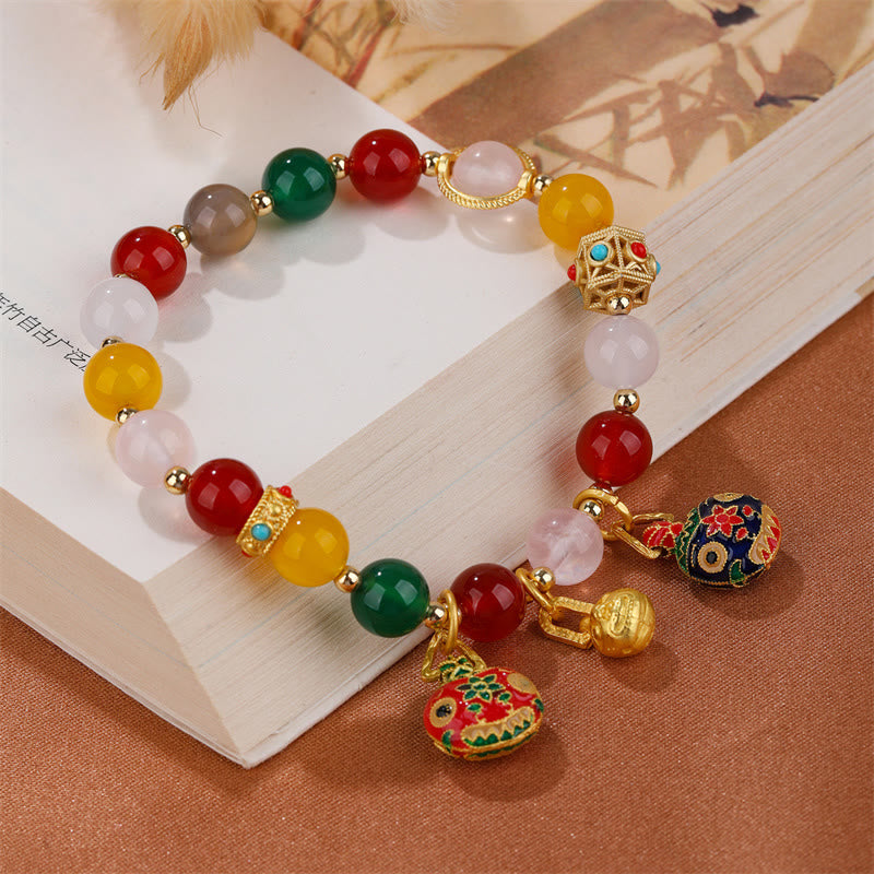 KarmaRipple's Gold Swallowing Beast Family Various Agate Gemstone Success Bracelet p6