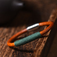 KarmaRipple's Tibetan Leather Handmade Five Elements Fortune Braid String Buckle Bracelet