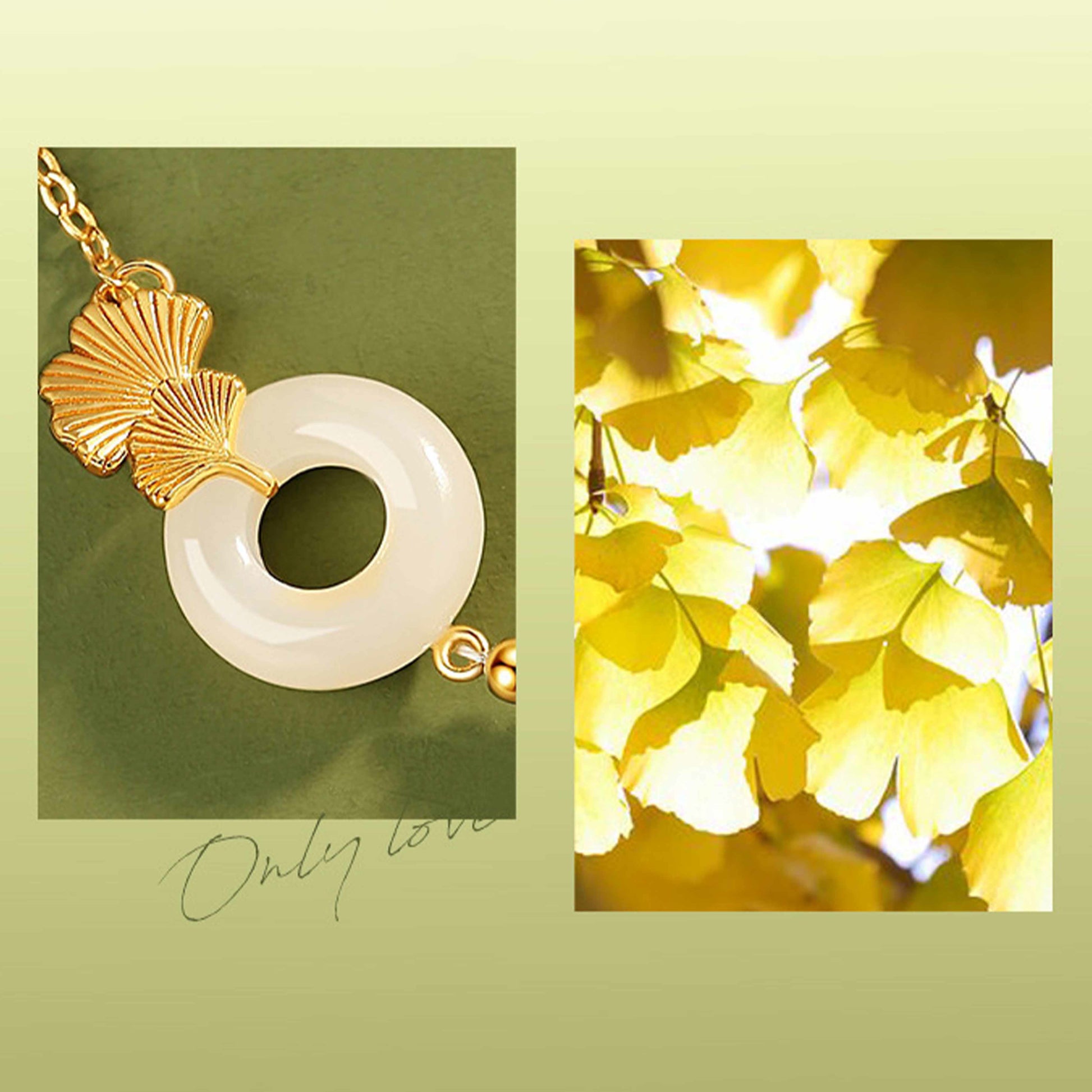 KarmaRipple's 925 Sterling Silver Hetian Ivory Jade Peace Buckle Ginkgo Leaf Fortune Bracelet p8