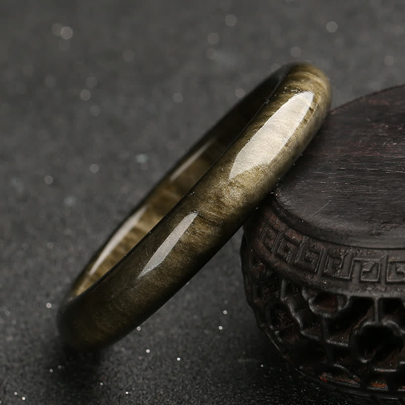 KarmaRipple's Gold Sheen Obsidian Silver Sheen Obsidian Protection Bracelet Bangle p3