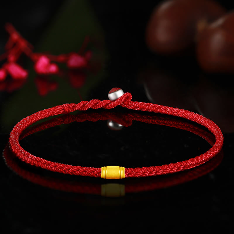 KarmaRipple's 999 Gold Fortunate Bead Eight Thread Peace Weave Red Rope Bracelet p24