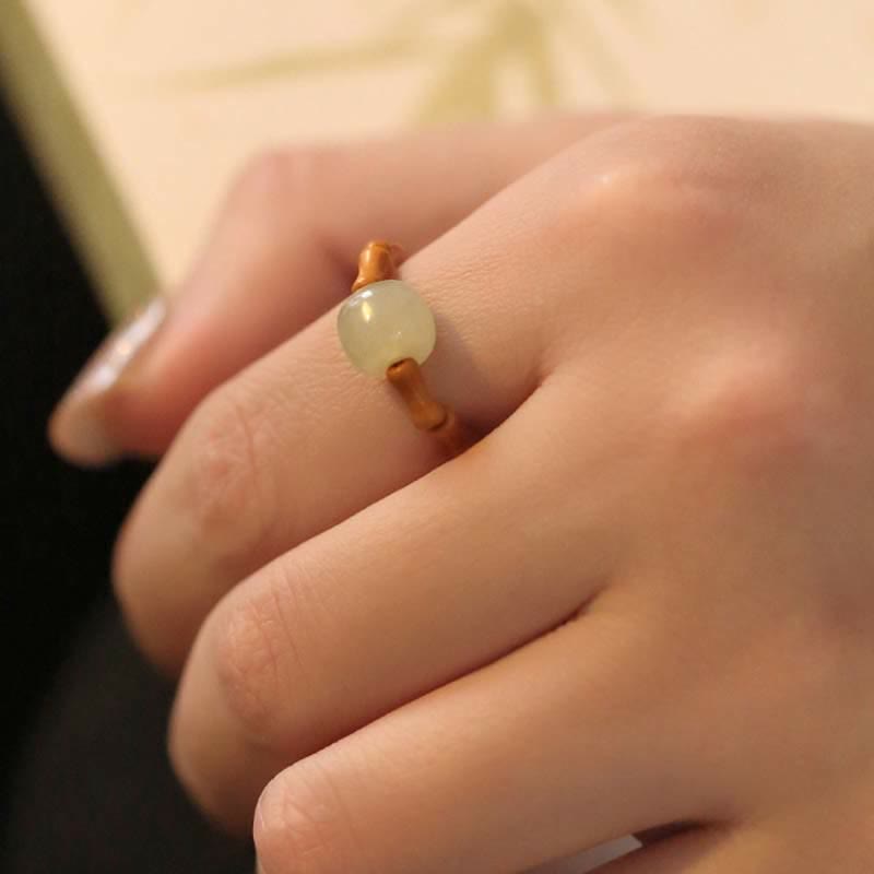 KarmaRipple's Hetian Jade Beaded Bamboo Prosperity Fortune Ring p6