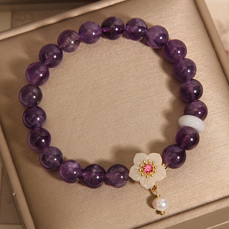 KarmaRipple's Authentic Amethyst Ivory Agate Pearl Talisman Balance Bracelet p4