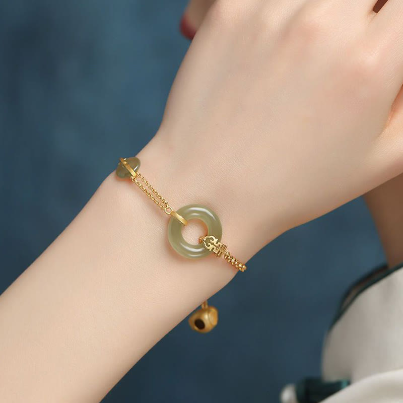 KarmaRipple's Round Jade Peace Buckle Gourd Fu Character Auspicious Prosperity Chain Bracelet p7