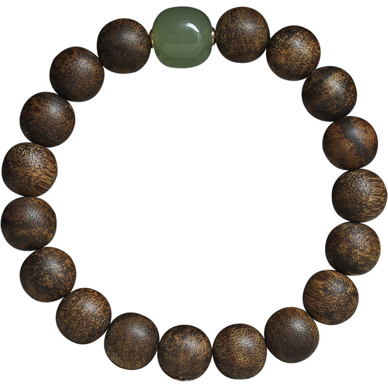 KarmaRipple's Vietnam Huang Qinan Agarwood Hetian Jade Peace Strength Bracelet p16
