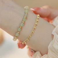 KarmaRipple's 14K Gold Plated 2 Layers Hetian Jade Bead Fortune Prosperity Bracelet