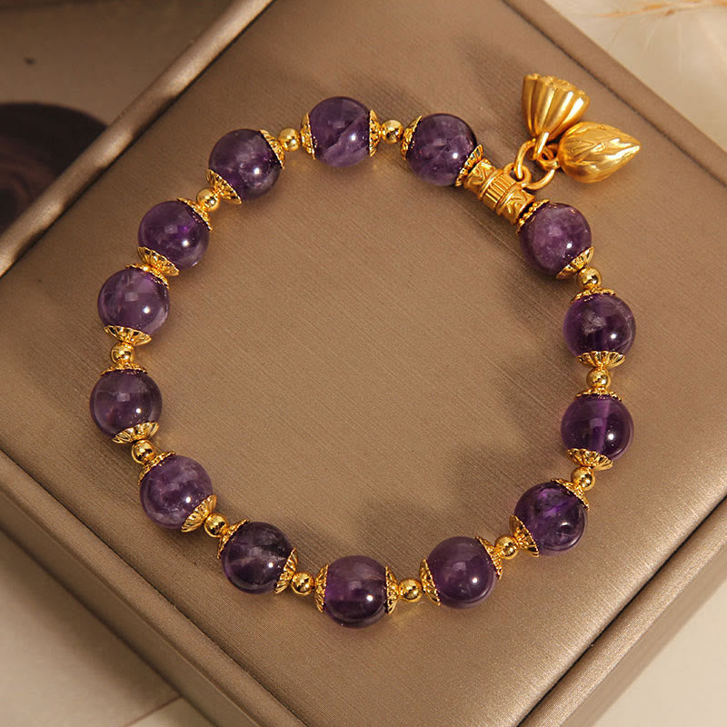 KarmaRipple's Authentic Amethyst Lotus Balancing Spiritual Bracelet p5