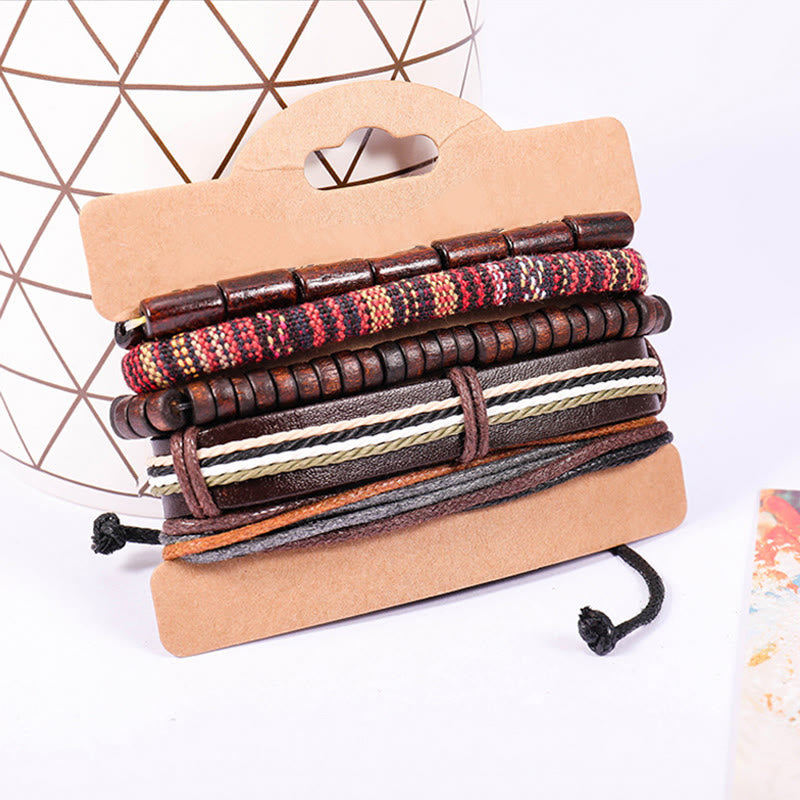 KarmaRipple's Wrap Hemp Cords Wood Beadwork Leather Bracelet p7