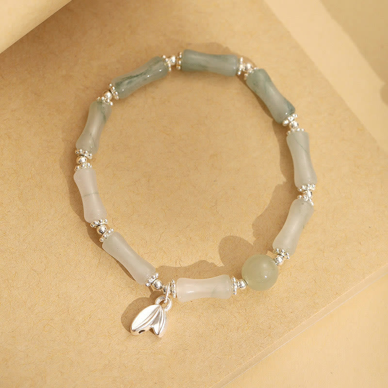 KarmaRipple's 925 Sterling Silver Authentic Tianshan Jade Bamboo Talisman Fortune Bracelet p2