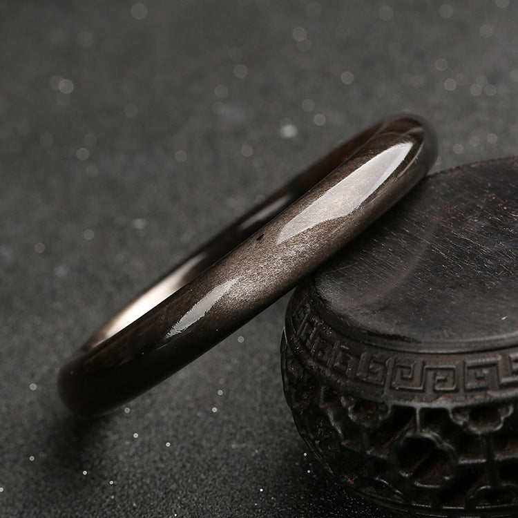 KarmaRipple's Gold Sheen Obsidian Silver Sheen Obsidian Protection Bracelet Bangle p12