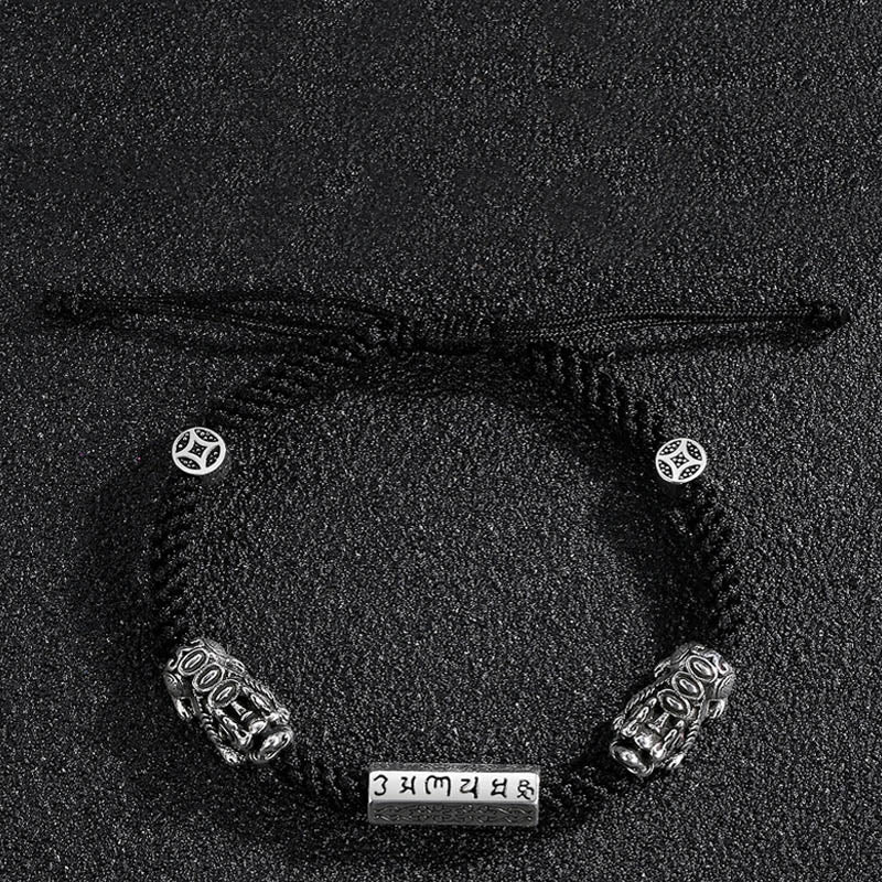 KarmaRipple's Double PiXiu Feng Shui Bronze Coin Om Mani Padme Hum String Bracelet p6