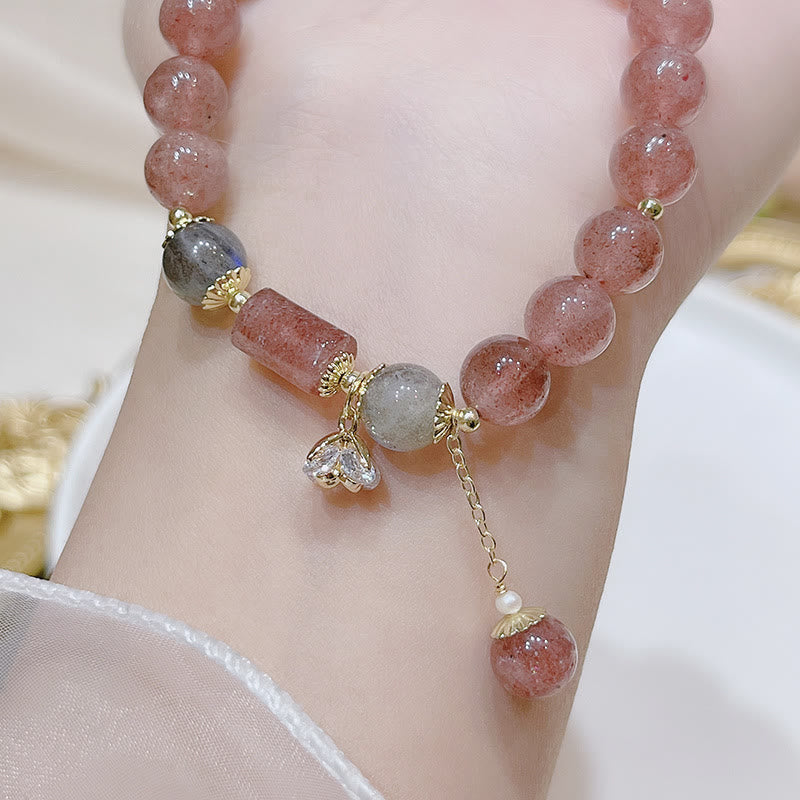 KarmaRipple's Authentic Strawberry Quartz Moonstone Love Bracelet p7
