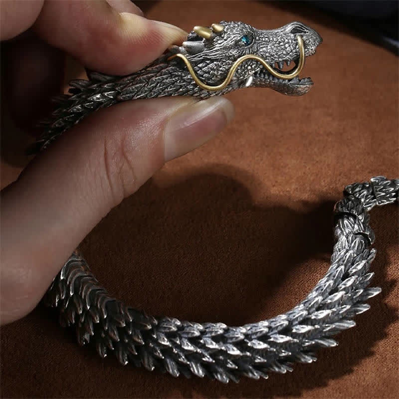KarmaRipple's Nordic Dragon Handmade Amulet Fortune Protection Chain Bracelet p11