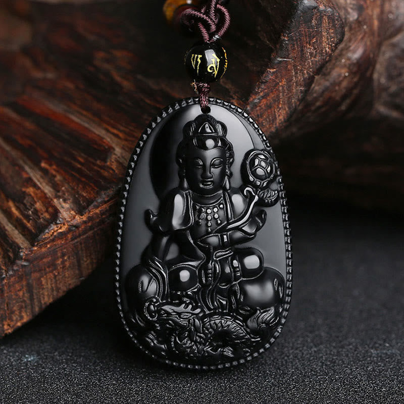KarmaRipple's Chinese Zodiac Natal Buddha Authentic Black Obsidian Purification Pendant Necklace p6