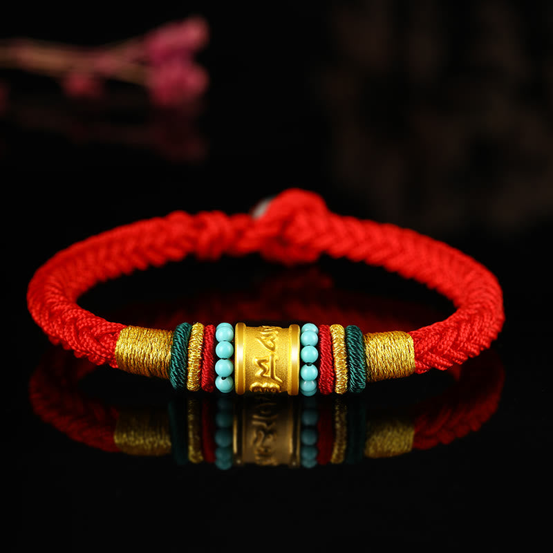 KarmaRipple's Tibet 999 Gold Om Mani Padme Hum Handmade Eight Thread Peace Weave Fortune Bracelet p2