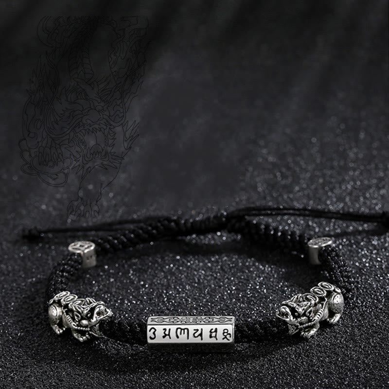 KarmaRipple's Double PiXiu Feng Shui Bronze Coin Om Mani Padme Hum String Bracelet p14