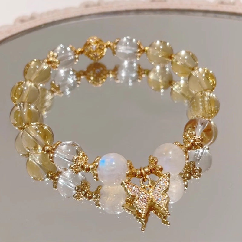 KarmaRipple's Citrine Moonstone Butterfly Talisman Prosperity Protection Bracelet p2