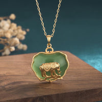 KarmaRipple's Authentic Jade Elephant Balancing Pendant Necklace