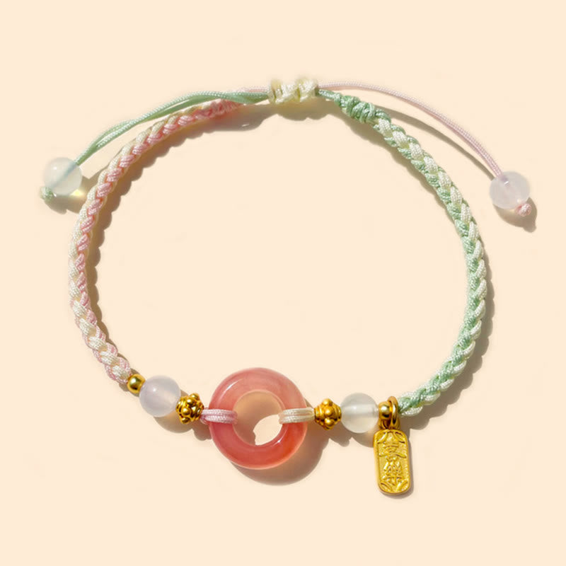 KarmaRipple's Peace And Joy Agate Peace Buckle Auspicious Handmade Woven Bracelet p13