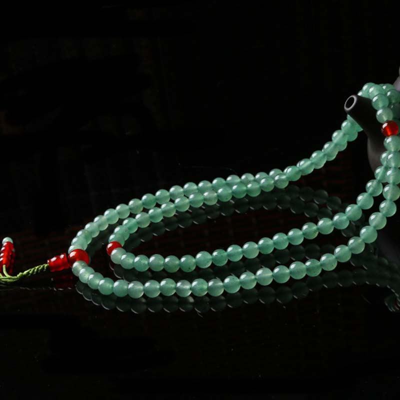 KarmaRipple's 108 Beadwork Green Aventurine Red Agate Fortune Mala Bracelet p10